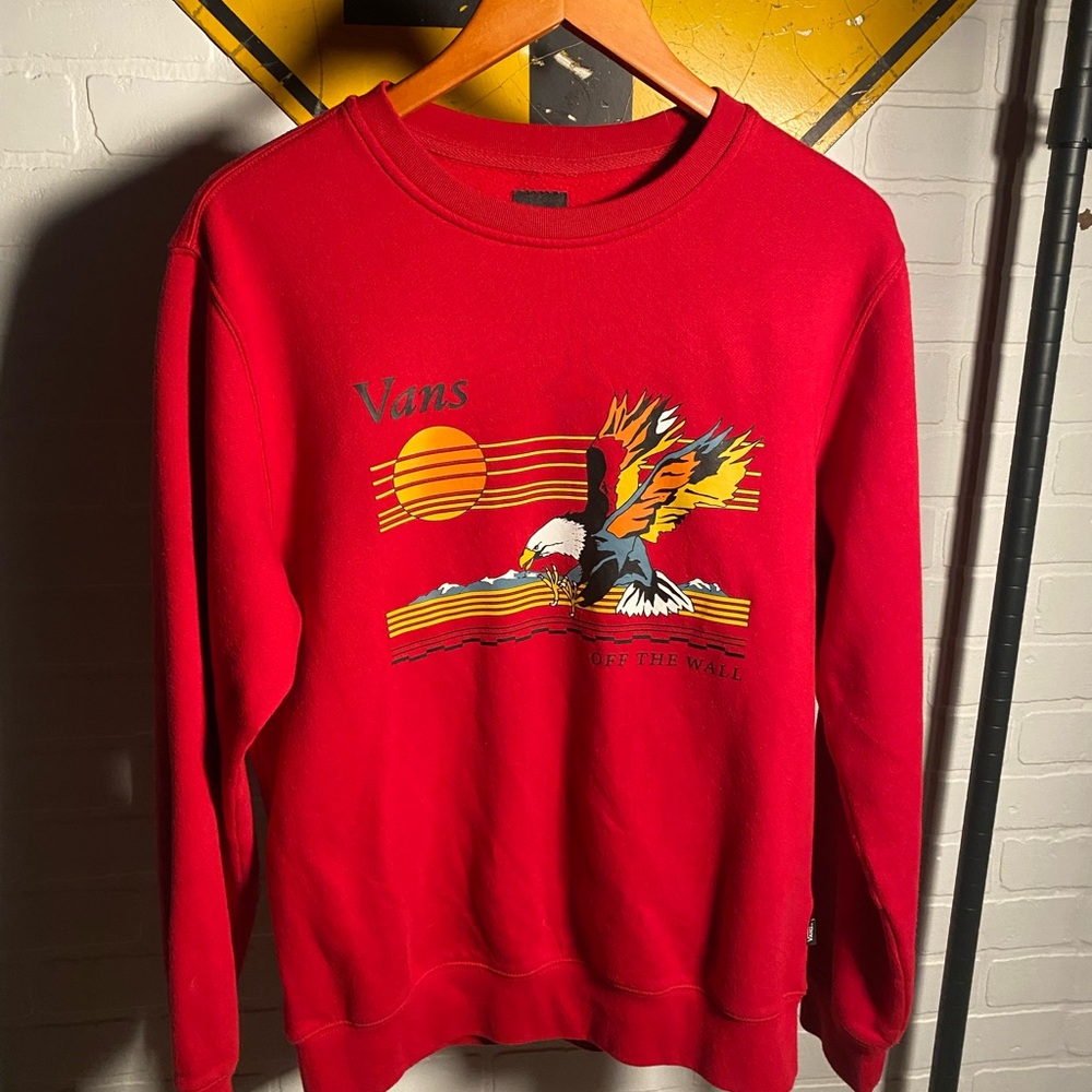 Vans Bold Red Crewneck Sweater with Graphic